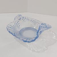 Vintage Cambridge Glass Caprice Moonlight Blue Candy Bon Bon Dish, Light Blue Square Basket Bowl