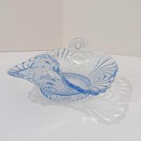 Vintage Cambridge Glass Caprice Moonlight Blue Candy Bon Bon Dish, Light Blue Square Basket Bowl