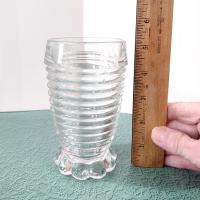 Vintage Anchor Hocking Manhattan Footed Clear Tumblers, Set of Four, Art Deco Retro Glassware