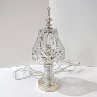 Vintage Cut Glass Boudoir Table Lamp, 60 Watt Glass and Gold Tone Small Lamp