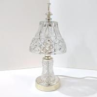 Vintage Cut Glass Boudoir Table Lamp, 60 Watt Glass and Gold Tone Small Lamp