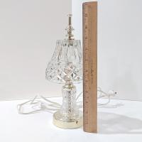 Vintage Cut Glass Boudoir Table Lamp, 60 Watt Glass and Gold Tone Small Lamp