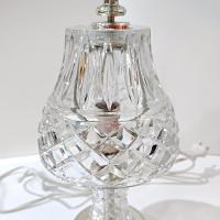 Vintage Cut Glass Boudoir Table Lamp, 60 Watt Glass and Gold Tone Small Lamp