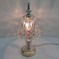 Vintage Cut Glass Boudoir Table Lamp, 60 Watt Glass and Gold Tone Small Lamp