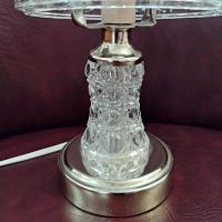 Vintage Cut Glass Boudoir Table Lamp, 60 Watt Glass and Gold Tone Small Lamp