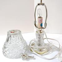 Vintage Cut Glass Boudoir Table Lamp, 60 Watt Glass and Gold Tone Small Lamp