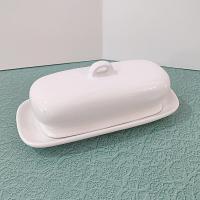 Vintage Blue Bows and Ribbons Country Farmhouse Ceramic Butter Dish