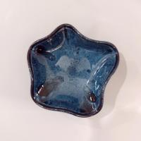 Hand Crafted Wavy Abstract Blue Ceramic Bowl, Artisan Pottery, Decorative Studio Pottery Ceramic Bowl