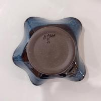 Hand Crafted Wavy Abstract Blue Ceramic Bowl, Artisan Pottery, Decorative Studio Pottery Ceramic Bowl