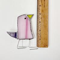 Stained Glass Standing Bird, Funky Pink and Purple Glass Bird Suncatcher, Bird Lover Gift, Windowsill Sitter