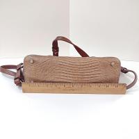 Vintage Brahmin Mini Asher Cabana Leather Shoulder Crossbody Hand Bag, Brahmin Orange Brown Melbourne Collection Crocodile Embossed Purse