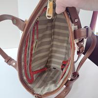 Vintage Brahmin Mini Asher Cabana Leather Shoulder Crossbody Hand Bag, Brahmin Orange Brown Melbourne Collection Crocodile Embossed Purse