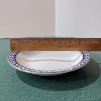 Vintage Adams Brentwood 8" Rimmed Soup Bowls, Set of Four, Real English Ironstone China Blue Clover Pattern, Decorative Plant Trays