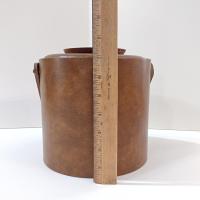 Vintage Georges Briard Faux Leather Vinyl Insulated Ice Bucket with Wooden Handle, 1970's Retro Barware