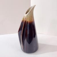 Vintage Brown Drip Glaze Winged Ceramic Pitcher, Water Wine Carafe Decanter, Pottery Vase