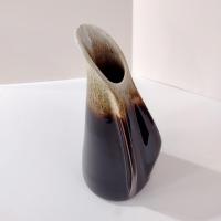 Vintage Brown Drip Glaze Winged Ceramic Pitcher, Water Wine Carafe Decanter, Pottery Vase