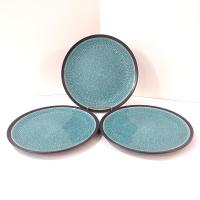 Broyhill Mikasa Maddox Blue Dinner Plate, Teal Blue and Gray Ceramic Dinnerware