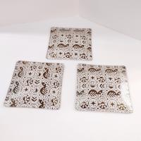 Vintage Signed Georges Briard Gold Leaf Appetizer Plates, Set of Three, Forbidden Fruit Border Pattern, Square Dessert Plates