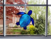 Stained Glass Sea Turtle Suncatcher, Blue