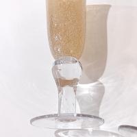Vintage Artland Amber Iris Bubble Glass Champagne Flutes, Set of Two, Blown Glass Cocktail Goblets