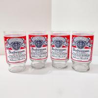 Vintage Budweiser 13 Ounce Beer Drinking Glasses, Set of Four