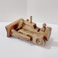 Vintage Wooden Bulldozer Rolling Child's Push Toy, Clip Clop Lapps Toys Handcrafted Amish Toy