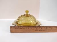 Vintage Indiana Glass Recollection Amber Round Covered Butter / Cheese Dish
