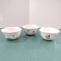 Vintage Lenox Butterfly Meadow Rice Dessert Bowls, Set of Three, Porcelain Floral Candy Nut Dishes