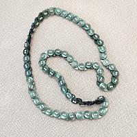 Vintage Handcrafted Green Button and Pearl Beaded Necklace