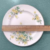 Vintage Edwin Knowles Buttercup Dinner Plate, Set of Two, Floral Ceramic 1940's Dinnerware
