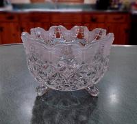 Vintage Hofbauer 1985 German Lead Crystal Footed Butterfly Bowl, Glass Berry Compote Bowl