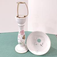 Vintage Lenox Butterfly Meadow Candle Stick Votive Holder with Shade, Porcelain Floral Tea Light Lamp