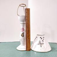 Vintage Lenox Butterfly Meadow Candle Stick Votive Holder with Shade, Porcelain Floral Tea Light Lamp