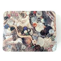 Vintage Buttons Pearls and Lace Metal Storage Tin Box