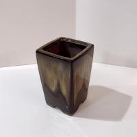 Vintage Ceramic Brown Drip Glaze Square Planter Pot, Bonsai Tree / Cactus / Succulent Small Planter, Pen or Pencil Holder