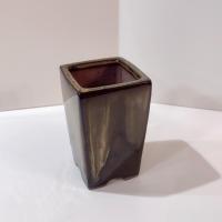 Vintage Ceramic Brown Drip Glaze Square Planter Pot, Bonsai Tree / Cactus / Succulent Small Planter, Pen or Pencil Holder