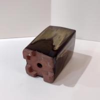 Vintage Ceramic Brown Drip Glaze Square Planter Pot, Bonsai Tree / Cactus / Succulent Small Planter, Pen or Pencil Holder