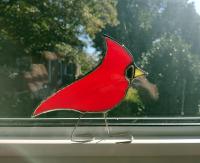 Stained Glass Cardinal Standing Bird, Custom Colors Available