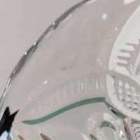 Antique 9 Inch Pressed Glass Pedestal Cake Stand with Lip, Bryce Higbee Arched Fleur De Lis, Pastry Dessert Display Plate, EAPG Cake Plate