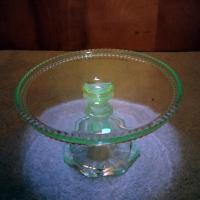 Antique Heisey Puritan 341 Clear Pressed Glass Pedestal Cake Stand with Beaded Lip, Vintage EAPG Pastry Dessert Display Plate