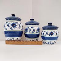 Set of Three Ceramic Pfaltzgraff Canisters, Orleans Pattern, Available for Local Pickup Only