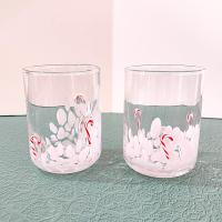 Vintage Double Old Fashioned / Whiskey Blown Glass Holiday Candy Cane Glasses, Set of Two, Festive Christmas Barware