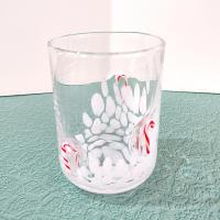 Vintage Double Old Fashioned / Whiskey Blown Glass Holiday Candy Cane Glasses, Set of Two, Festive Christmas Barware