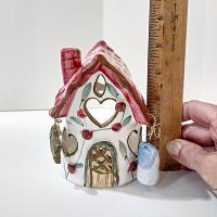 Vintage Crazy Mountain Whimsical Cottage House Ceramic Tea Light Votive Candle Holder