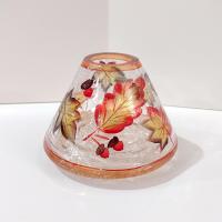 Crackle Glass Fall Leaves Jar Candle Shade Topper, Fall Autumn Yankee Candle Jar Topper