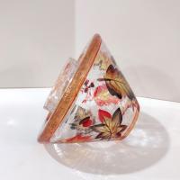 Crackle Glass Fall Leaves Jar Candle Shade Topper, Fall Autumn Yankee Candle Jar Topper
