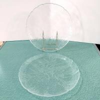 Vintage Arcoroc Canterbury Crocus 10.75 Inch Clear Glass Dinner Plates, Set of 2