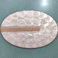 Vintage Capiz Shell Oval Placemats, Set of Four, 1960's Table Setting Decor