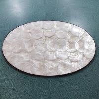 Vintage Capiz Shell Oval Placemats, Set of Four, 1960's Table Setting Decor