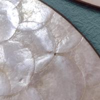 Vintage Capiz Shell Oval Placemats, Set of Four, 1960's Table Setting Decor